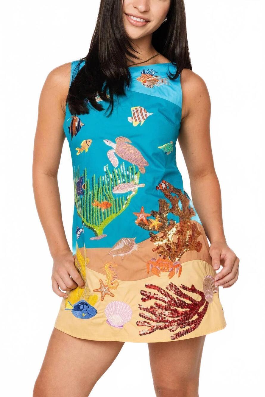 NEW QUEEN OF SPARKLES under the sea cotton tank dress in multi